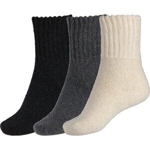BenSorts Women 3 Packs Black Gray Beige Winter Thick Warm Polyester Boots Socks